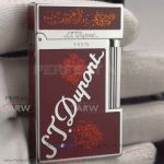AAA Clone S.T. Dupont Ligne 2 Atelier Lighter - Palladium And Red Chinese Lacquer Finish